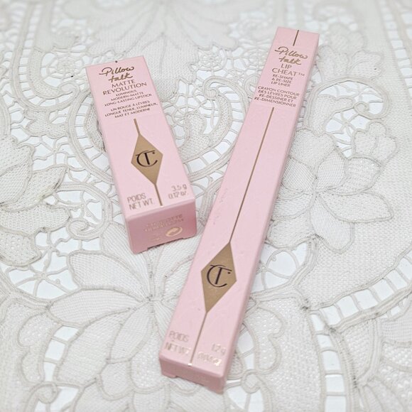 Full Size Lipstick & lip Liner in Pillow Talk Set NIB - Picture 2 of 6